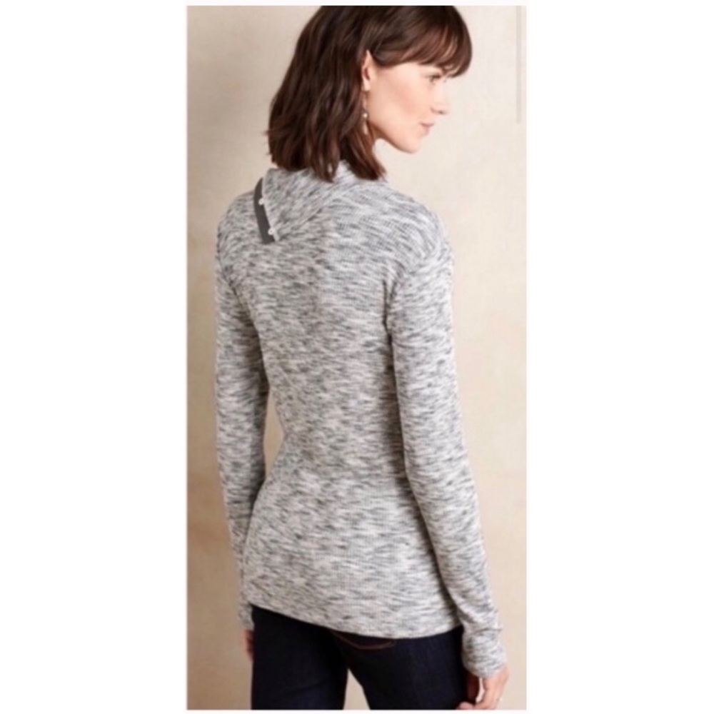 Long-Sleeve Ribbed Sweater Top, Gray, Anthro, M - Picture 2 of 10
